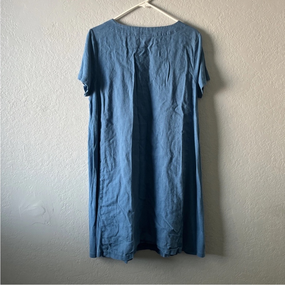 J.Jill Purejill Linen & Tencel A-Line Dress in Blue Simple Modest Size Large - Picture 8 of 8